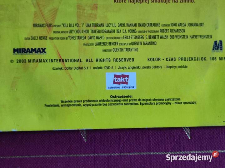 2003 płyta DVD film Quentin Tarantino Kill Bill Kielce