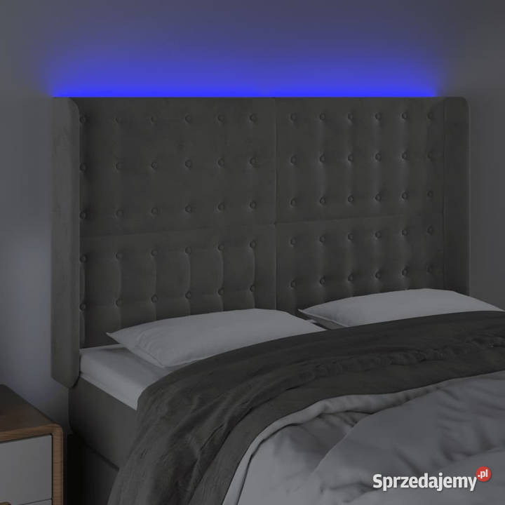 Zagłówek do łóżka z LED jasnoszary 147x16x118128 sprzedam