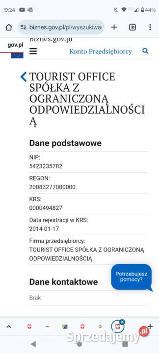 Sprzedam spółkę z oo Data rejestracji w KRS Warszawa sprzedam