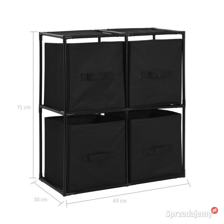 Szafka 4 kosze z tkaniny czarne 63x30x71 stal