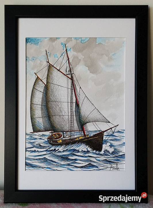 Obraz narysowany Jacht 21x3017x22 autora pomorskie Gdynia