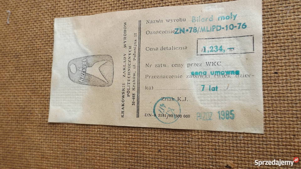 Stara Gra Mały Bilard z Prlu kompletna warmińsko-mazurskie Grodziczno