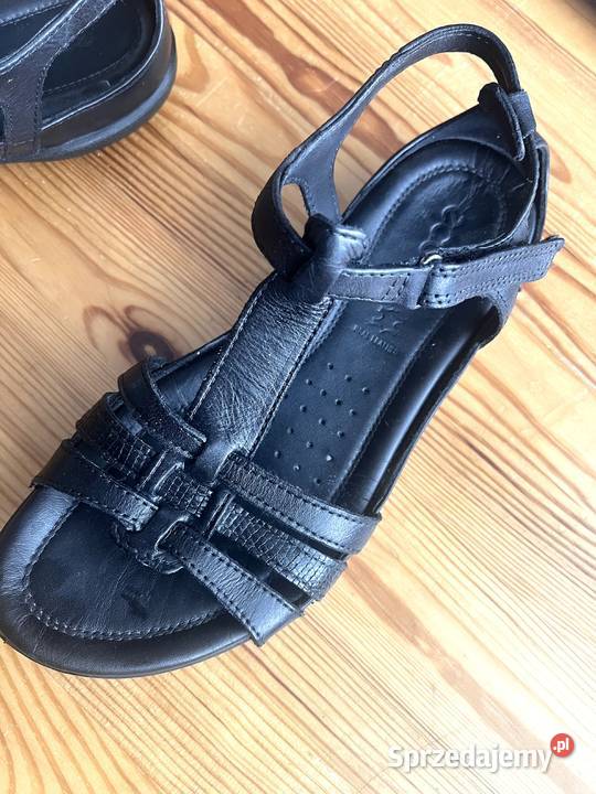 Sandały damskie skórzane czarne firmy Ecco Flash pomorskie Gdańsk sprzedam