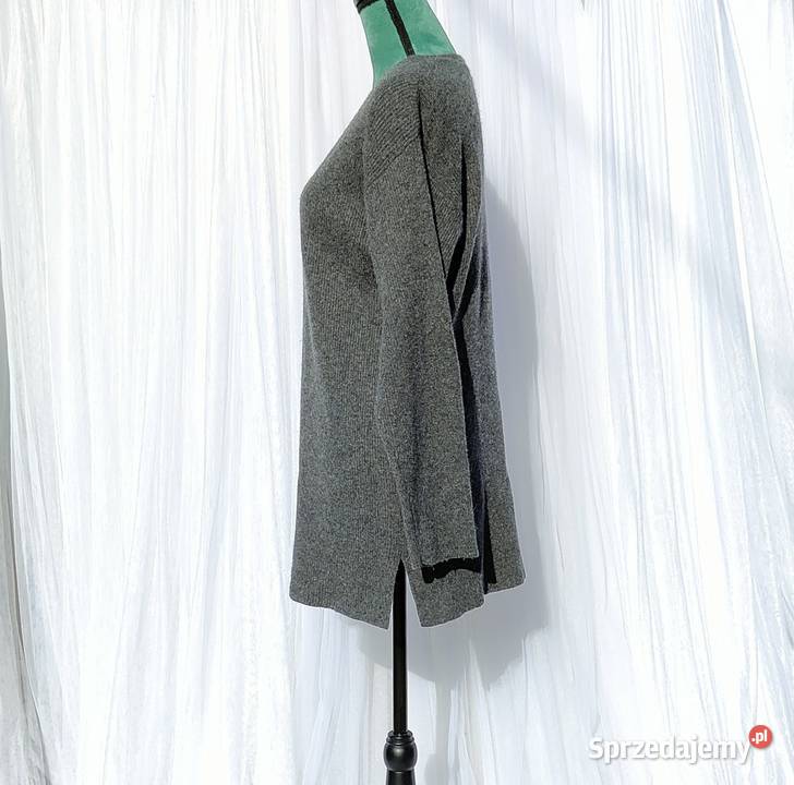 Gruby długi szary sweter wełniany wełna S 36 Moda i Styl zachodniopomorskie Szczecin