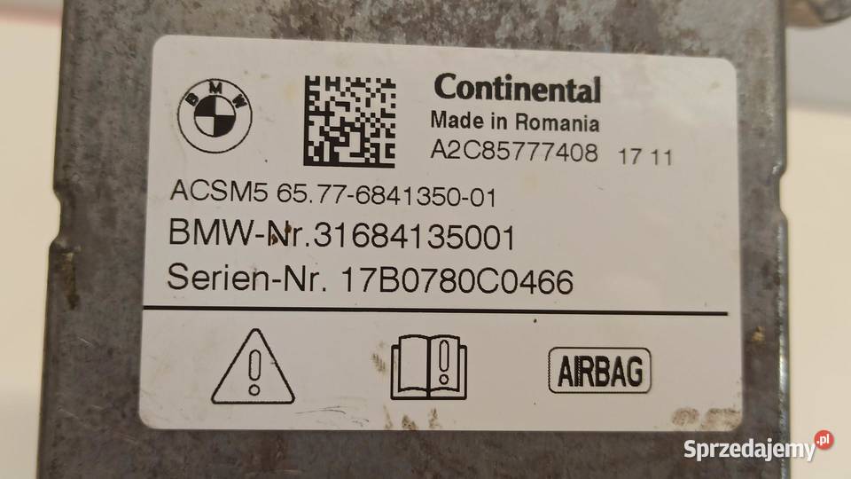 BMW 7 G11 MODUŁ SENSOR AIRBAG 6841350 osobowe