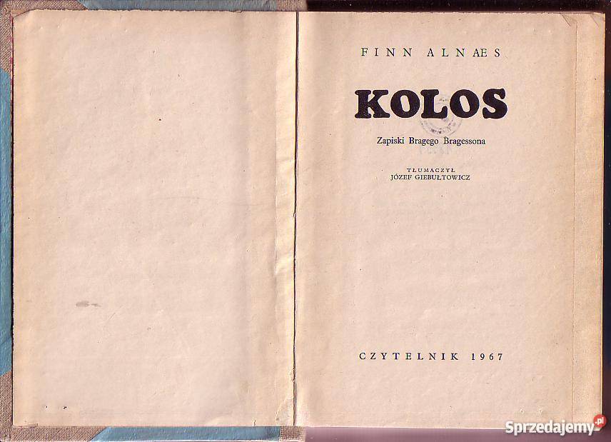 6431 KOLOS ZAPISKI BRAGEGO BRAGESSONA FINN ALN Czyrna