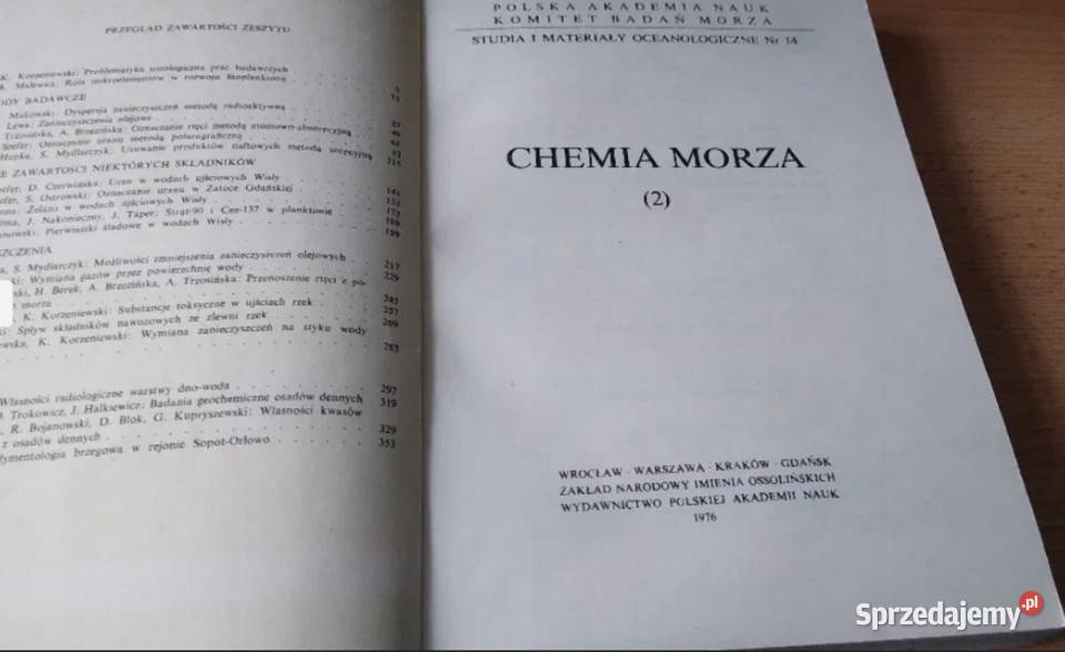 Chemia Morza 2 Komitet Badań Morza sprzedam