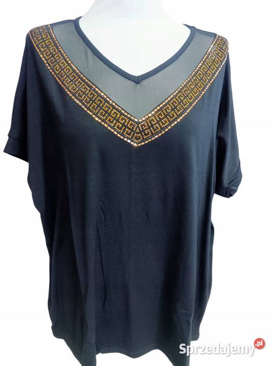 Luksusowa bluzka damska XL Cekiny koronki czarny łódzkie Wieluń