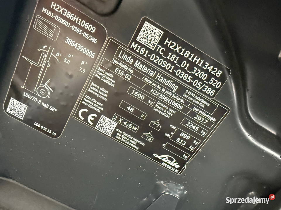 wózek widłowy elektryczny LINDE E1602 przesuw Działoszyn sprzedam