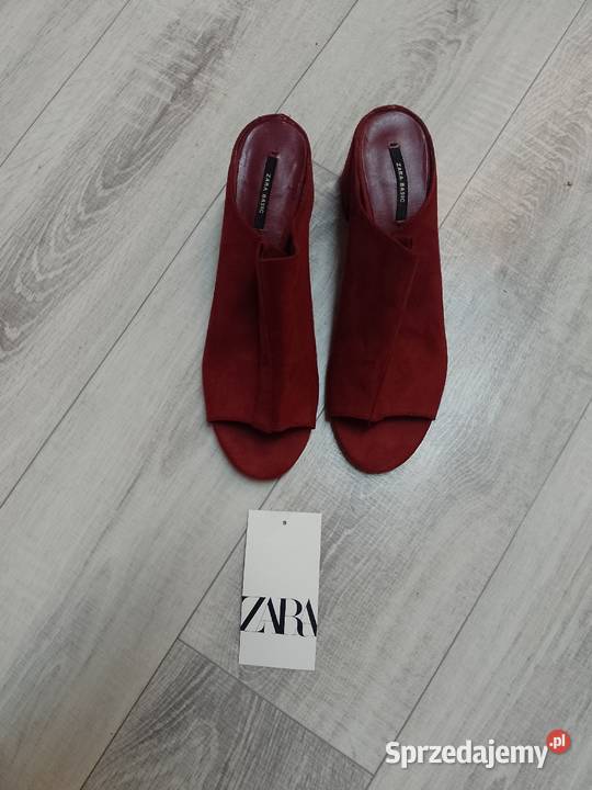 40 ZARA Czerwone bordowe klapki chodaki letnie z małopolskie Kraków