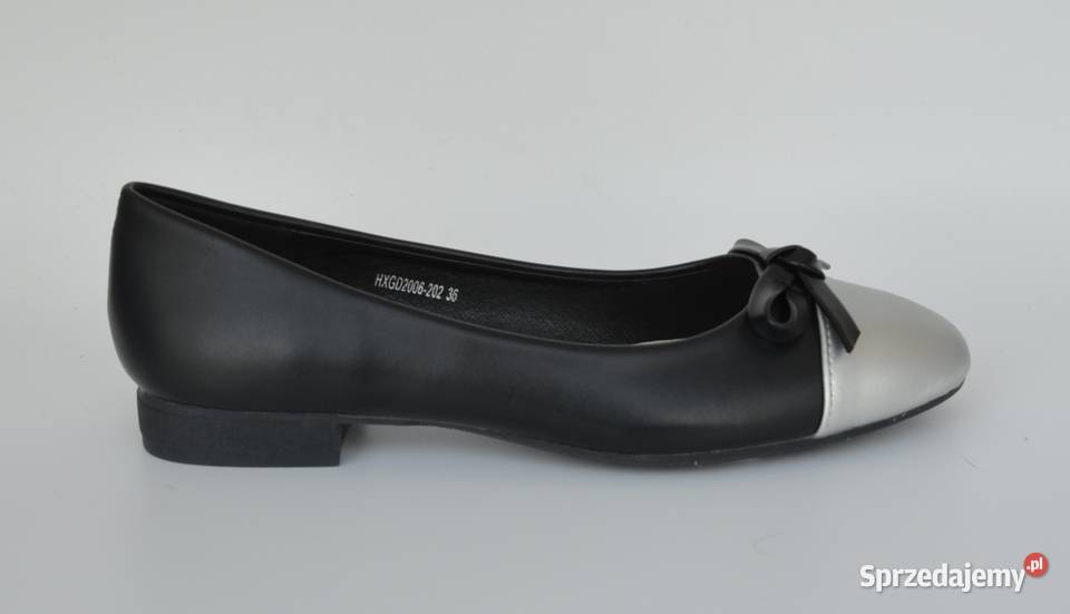 Czarne baleriny skórzana wkładka rozmiar 38 202 Żyrardów