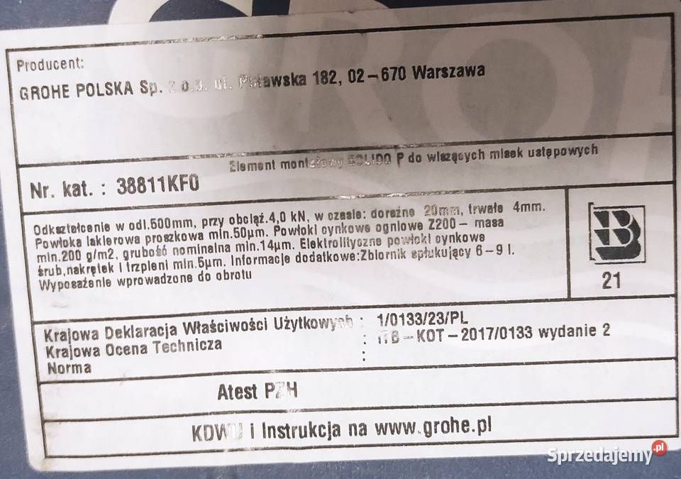 Stelaż podtynkowy do WC Solido GROHE dolnośląskie Wrocław