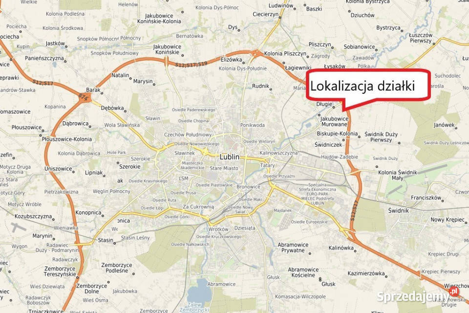 Działka budowlanainwestycyjna Lublin 082 ha Sprzedaż lubelskie Długie