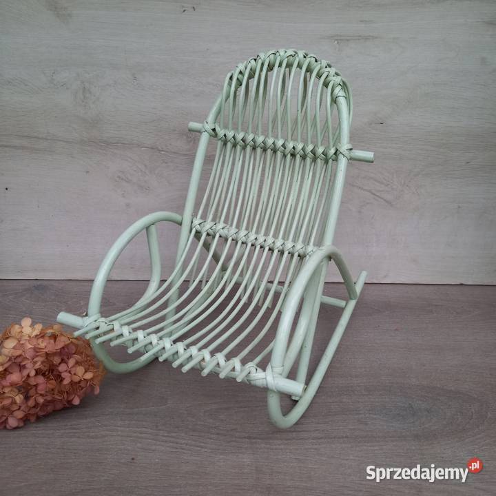 Drewniany bibelot miniatura wiklinowy fotel Warszawa