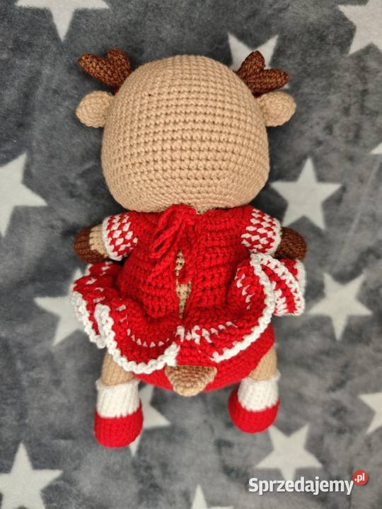 Maskotka jeleńek na szydełku biały