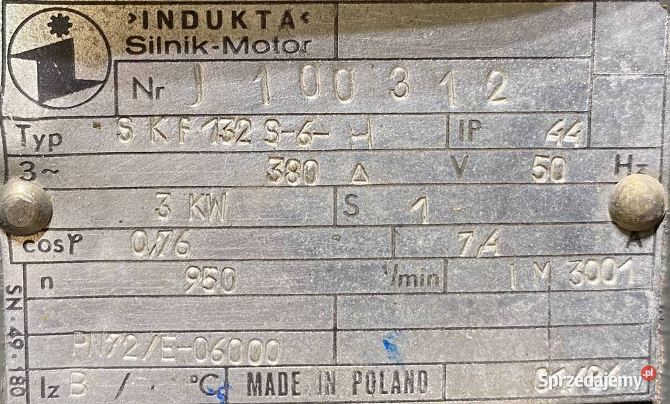 silnik elektryczny 3kW 950obr HAMULEC INDUKTA