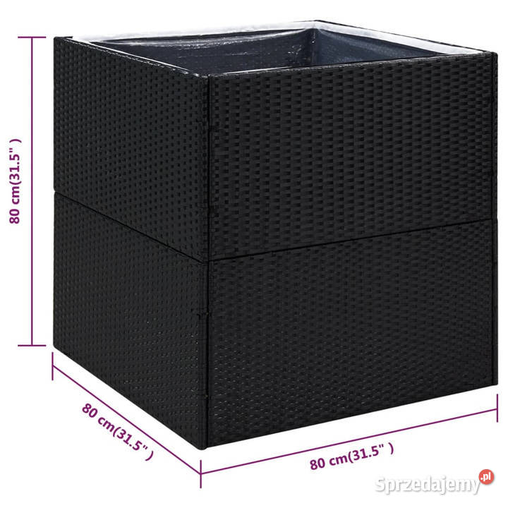 Donica ogrodowa czarna 80x80x80 rattan PE Warszawa