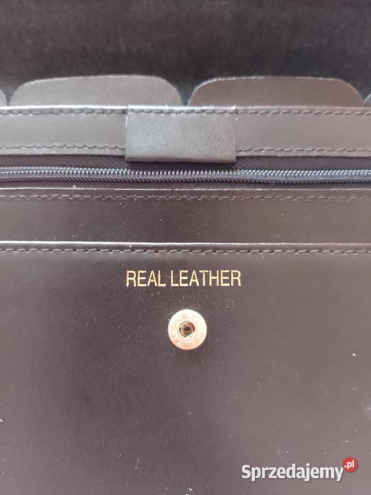 Real Leather Duży skórzany Portfel z Londynu Kraków