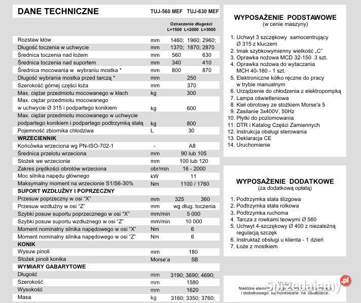 Tokarka CNC TUJ 560630 MEF Polski Producent FMT małopolskie Wierzchosławice