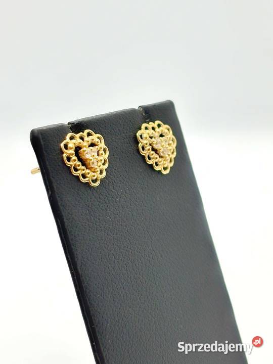 Złote kolczyki pr 585 095g Sztyft Serce Elbląg