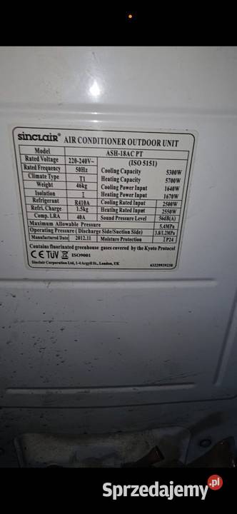 Klimatyzacja Sinclair ASH18AC PT 53 KW małopolskie Nowy Sącz