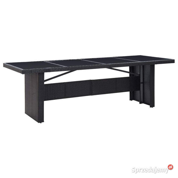 Stół ogrodowy czarny 240x90x74 rattan PE i szkło Warszawa