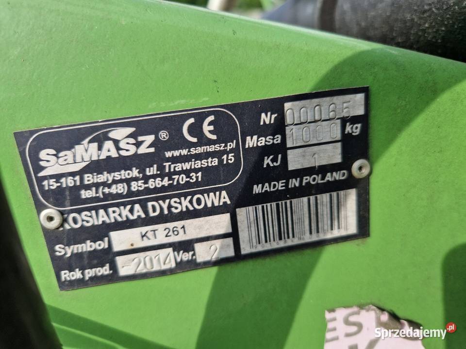 Samasz KT 261 kosiarka dyskową centralne Wieluń