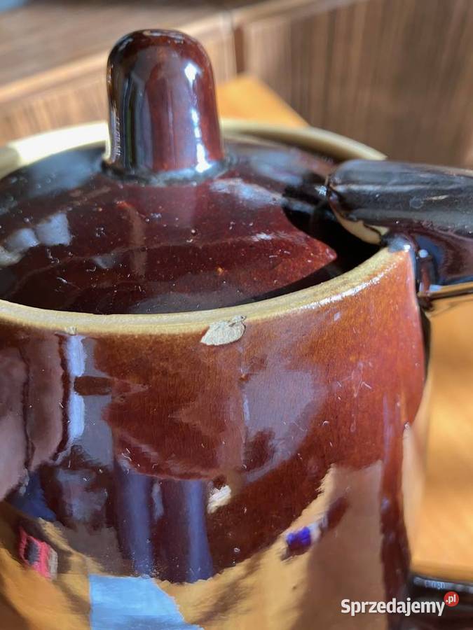 Czajnik imbryk duży porcelit PRL szkliwiony Nisko