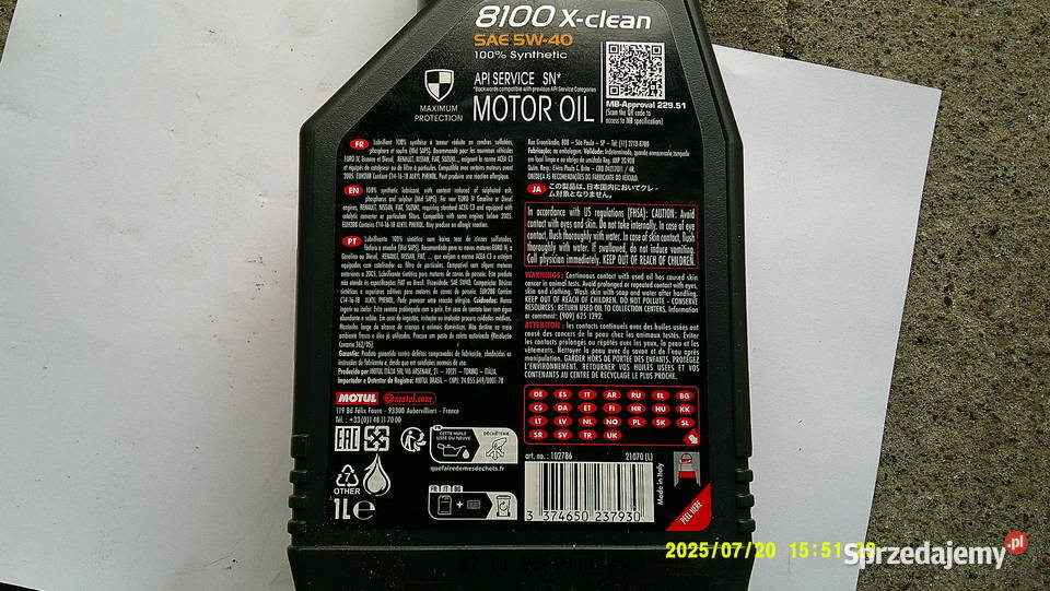 MOTUL 8100 XCLEAN 5W40 C3 olej silnikowy 1L Olsztyn