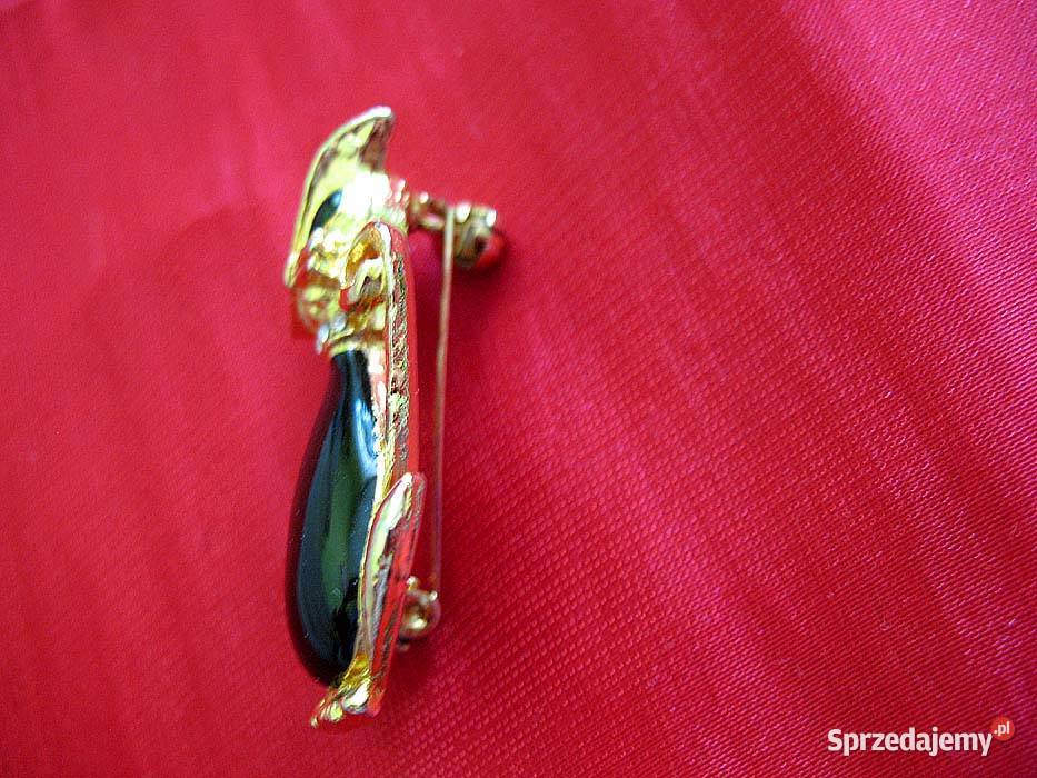 Broszka KOT metal emaliowany Vintage Gontie Siedlce