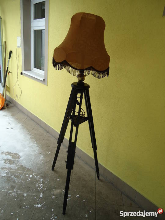 Stara Drewniana Lampa Nocna Podłogowa Trójnóg Nowy Sącz