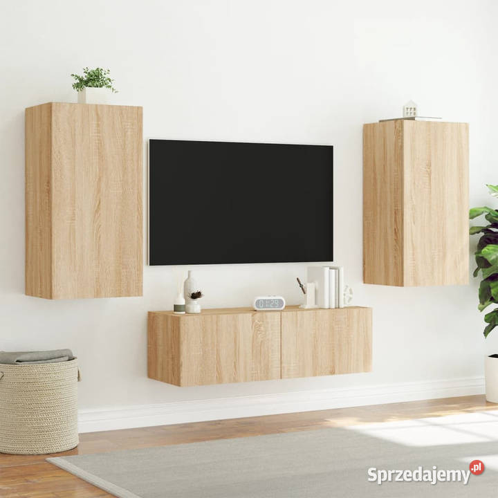 3cz zestaw mebli TV z oświetleniem LED dąb mazowieckie