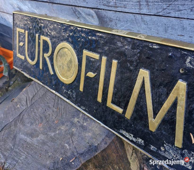 Stary mosiężny szyld kinowy Eurofilm z okresu Polanów sprzedam