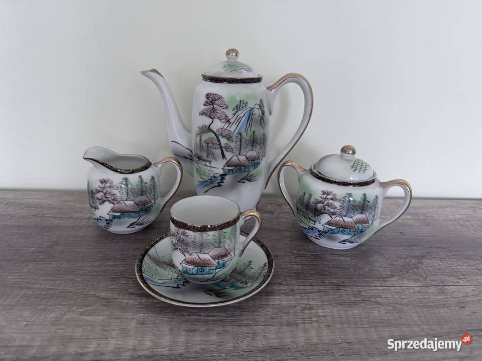Japoński Serwis KUTANI z litografią gejszy Warszawa