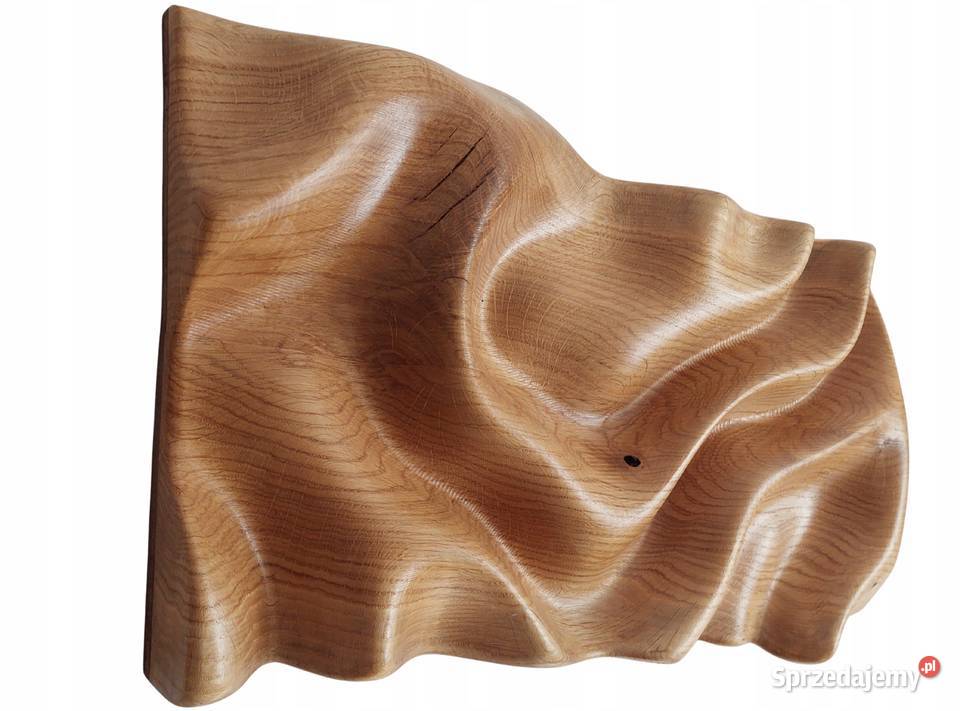 Płaskorzeźba dębowa live edge fale 3D olejowana Malechowo