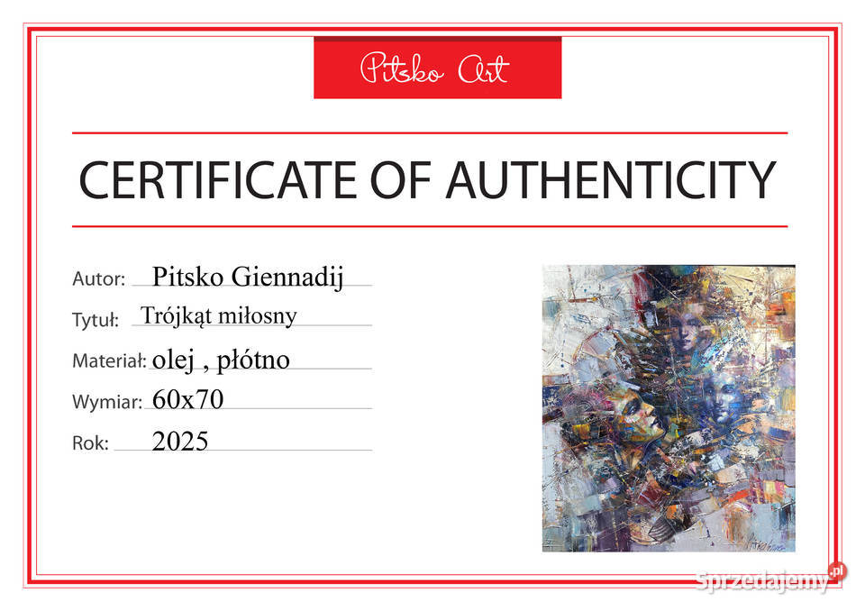 Pitsko Giennadij Trójkąt miłosny 60x70 obraz Malarstwo Rumia