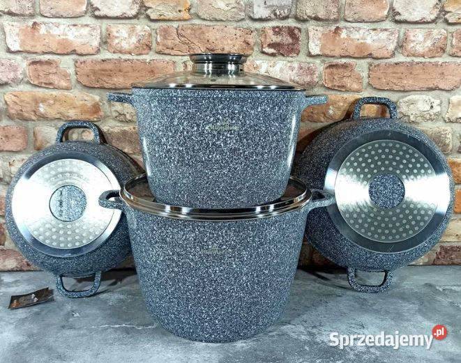 Zestaw 2 wok 2 garnki największe szare Garnki i szybkowary