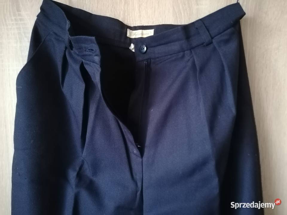 Spodnie damskie granatowe elana z wełną zwężane Łódź