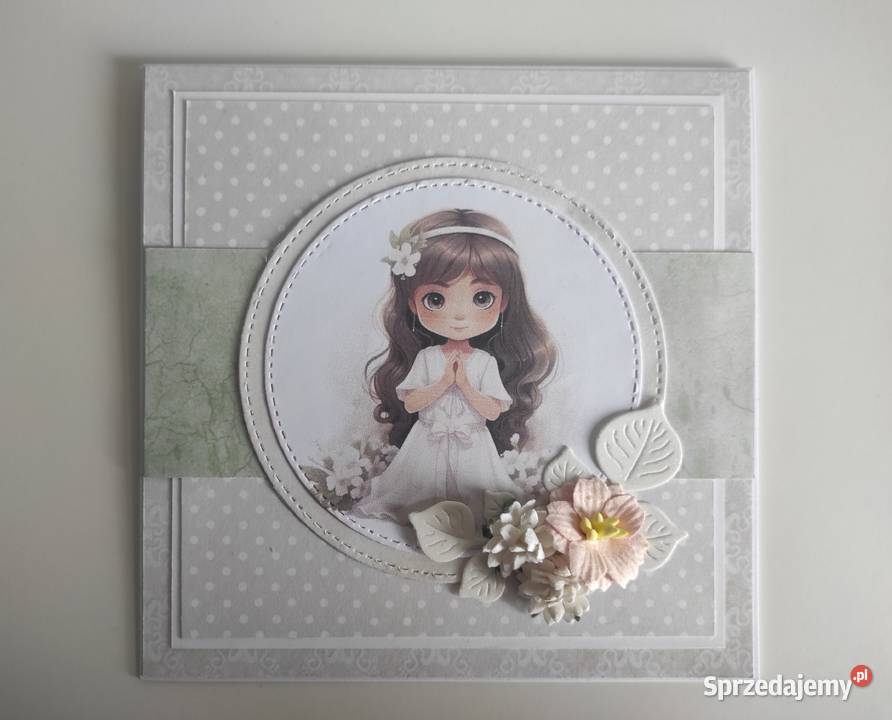 Kartka ręcznie robiona Komunia Święta handmade Łódź