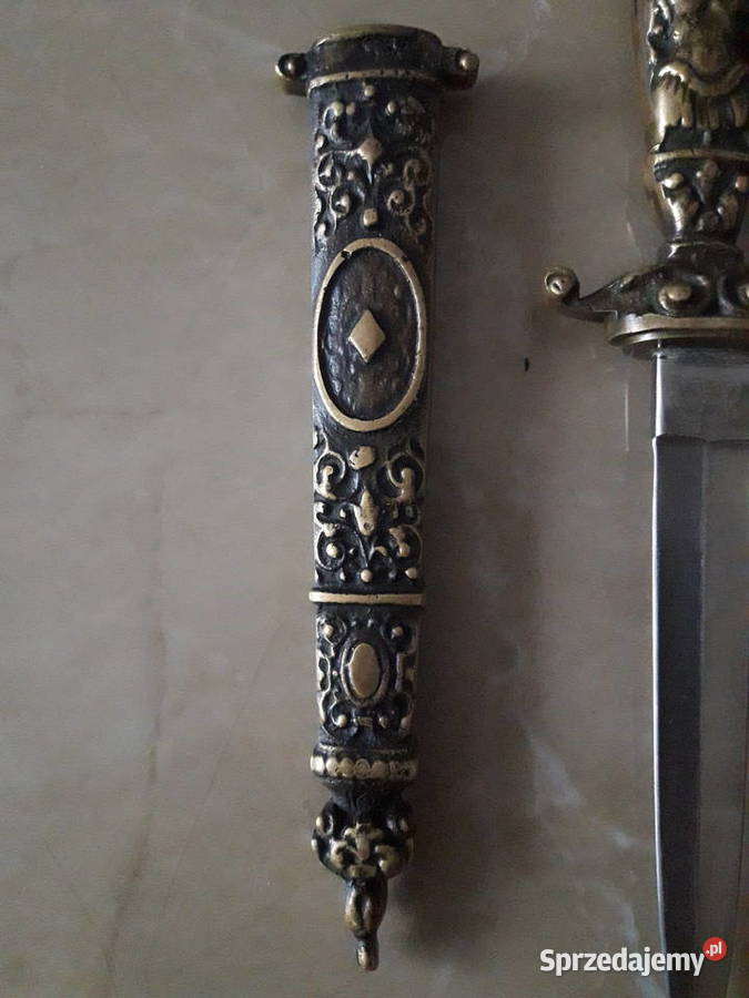 Antyczny mosiężny sztylet sygnowany UNIKAT Janów Lubelski