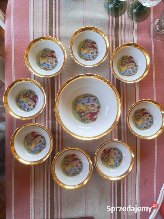 Salaterka i 8 miseczek ze scenką antyczną Gdańsk