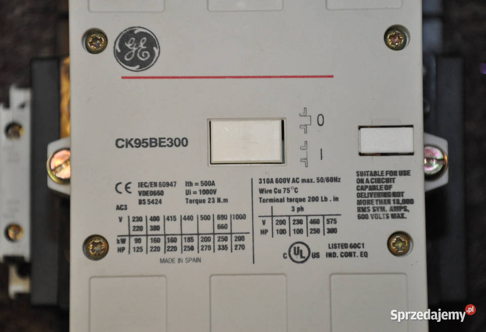 Stycznik GE CK95BE300 310A cewka 220250V AC styk Krzeszowice sprzedam
