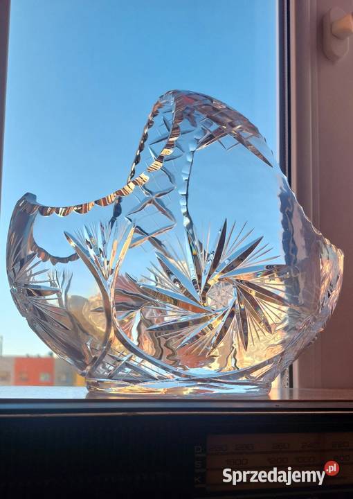 Wielki piękny kosz kryształowy PRL Wrocław