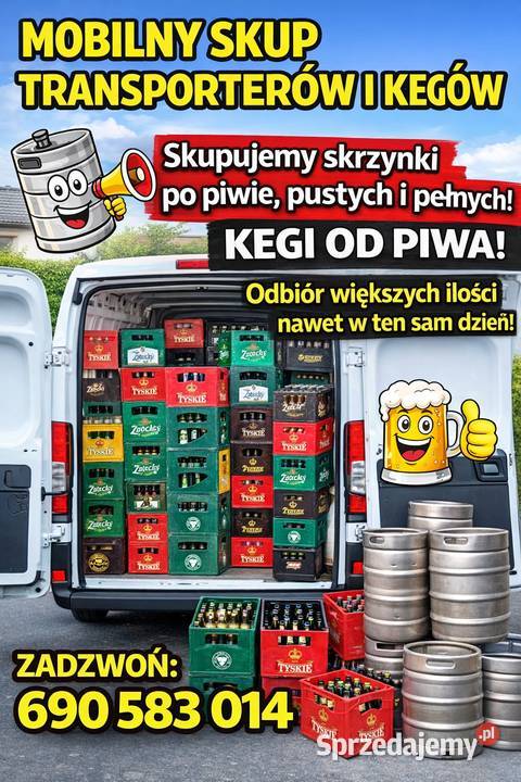 Skup skrzynek i butelek po piwie, woda napoje 330ml, skup kegów