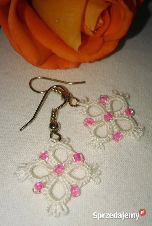 Kolczyki frywolitkowe Wiśniowa