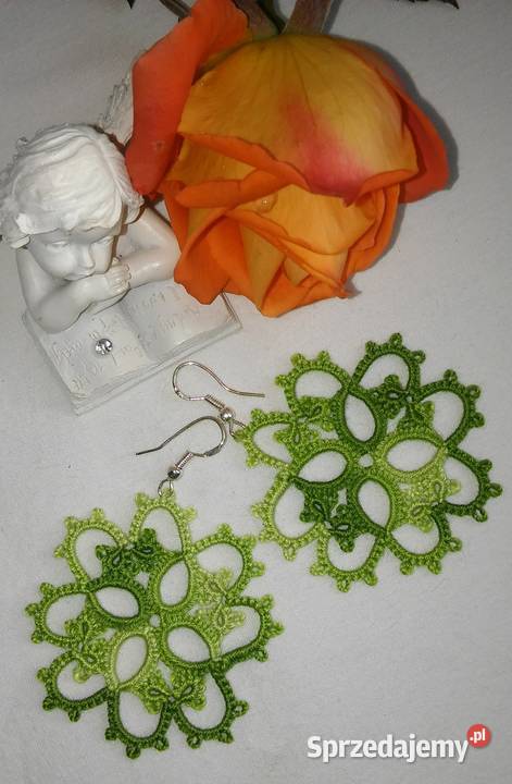 Kolczyki frywolitkowe Wiśniowa