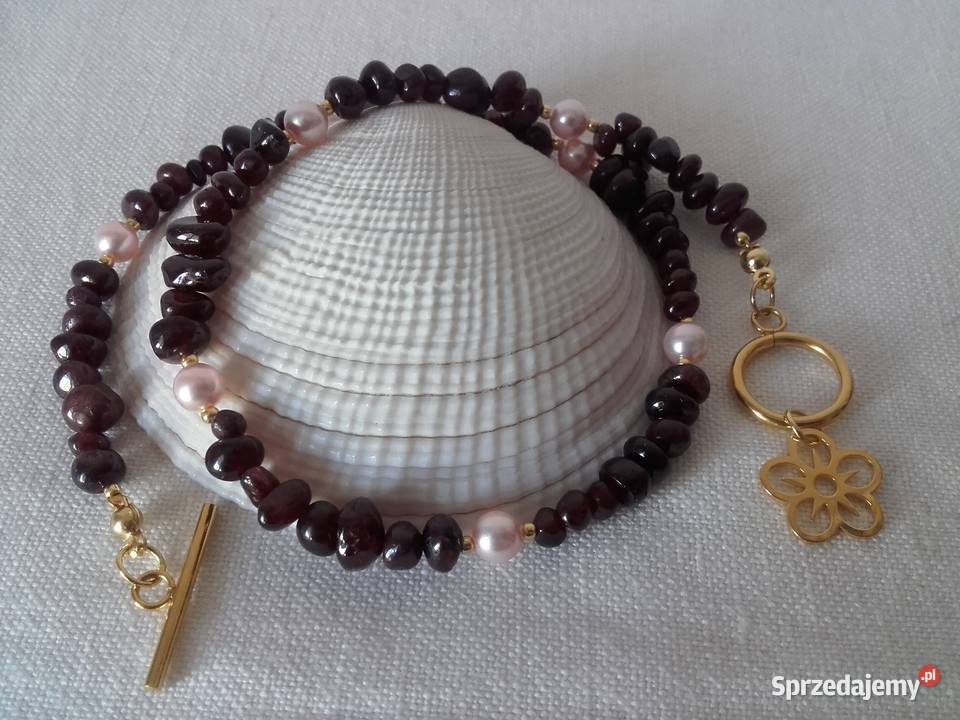 Naszyjnik granat perły swarovski Naszyjniki Warszawa