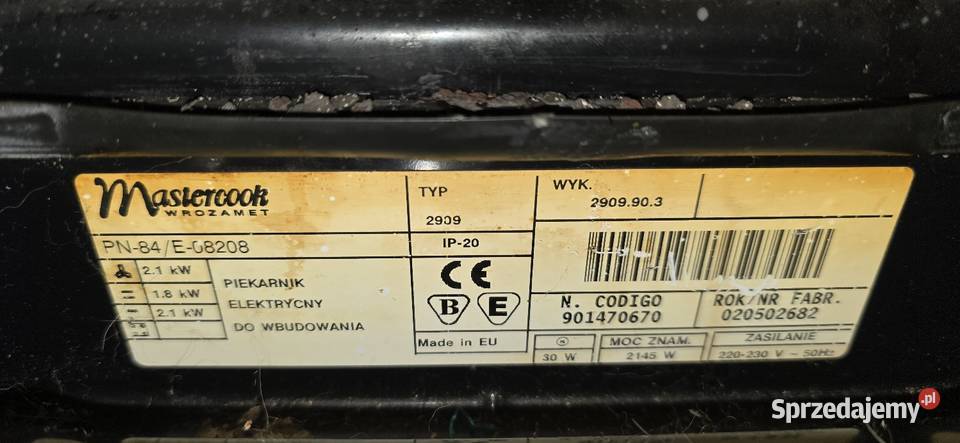 Piekarnik elektryczny do zabudowa Mastercook Chorzów