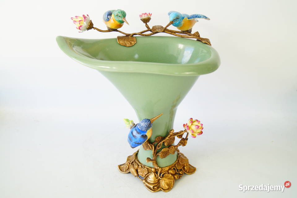 Porcelanowy wazon ptaki kolibry porcelana z Antyki Antyki