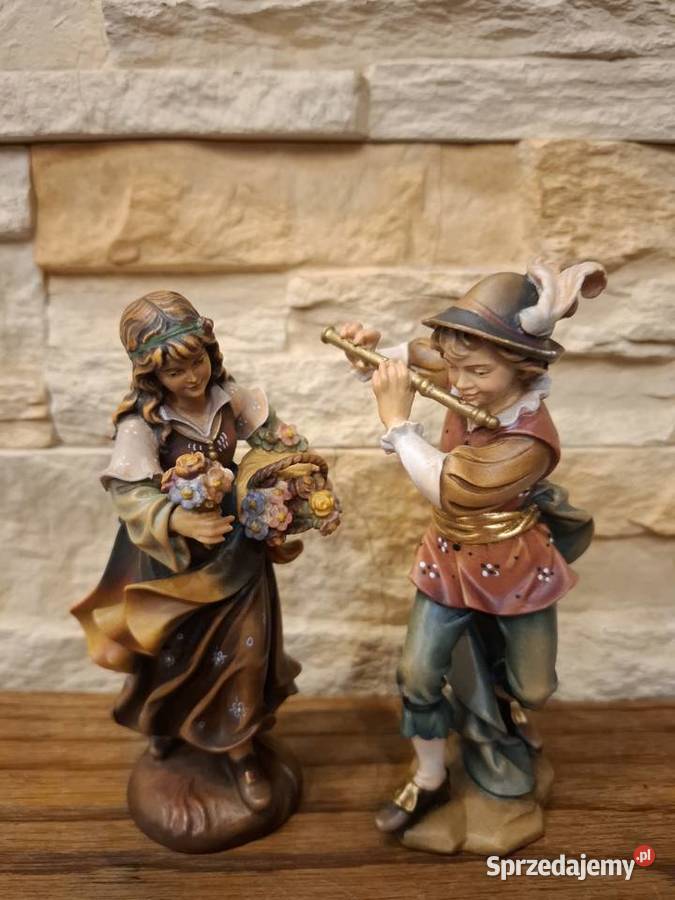 Rzeźba z drewna piękna malowana grajek Lubień sprzedam